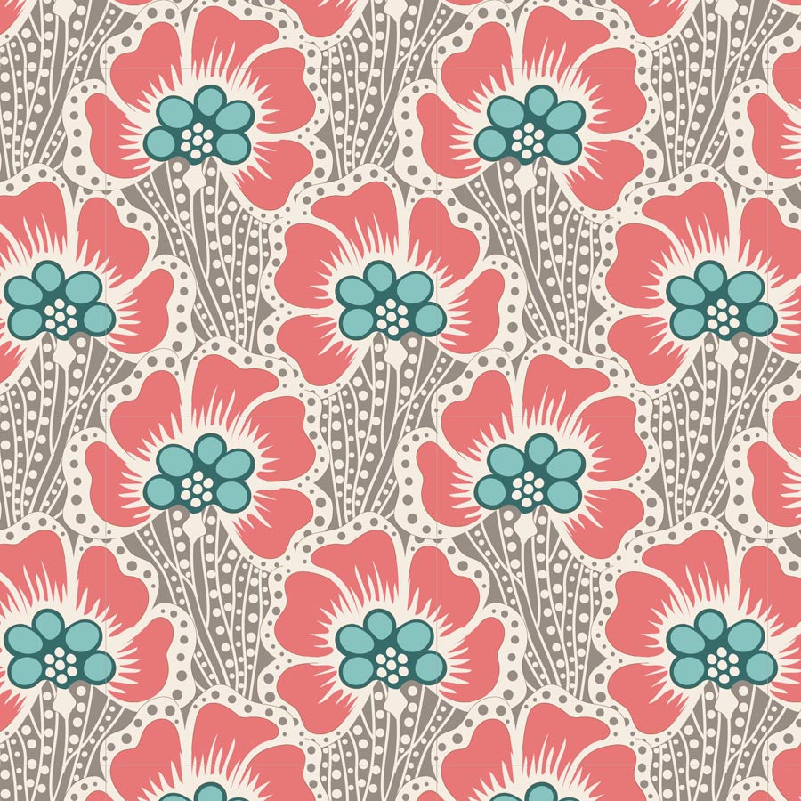 Tilda Cotton Beach Ocean Flower Grey