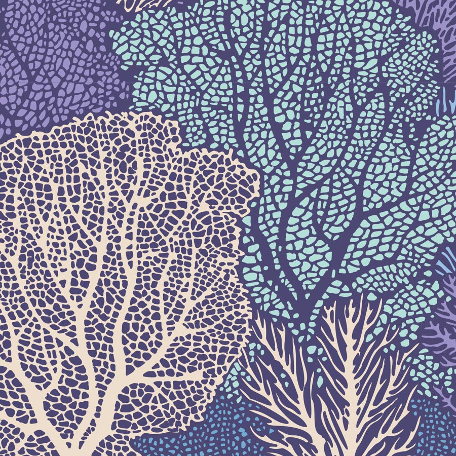 Tilda Cotton Beach Coral Reef Blue