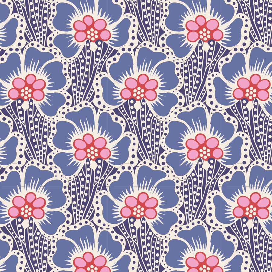 Tilda Cotton Beach Ocean Flower Blue