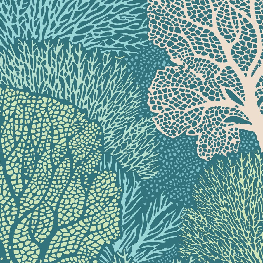 Tilda Cotton Beach Coral Reef Teal