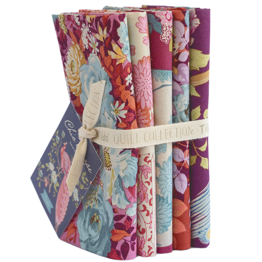 Tilda Chic Escape Fat Quarter Bundle Grape/Pink/Rust