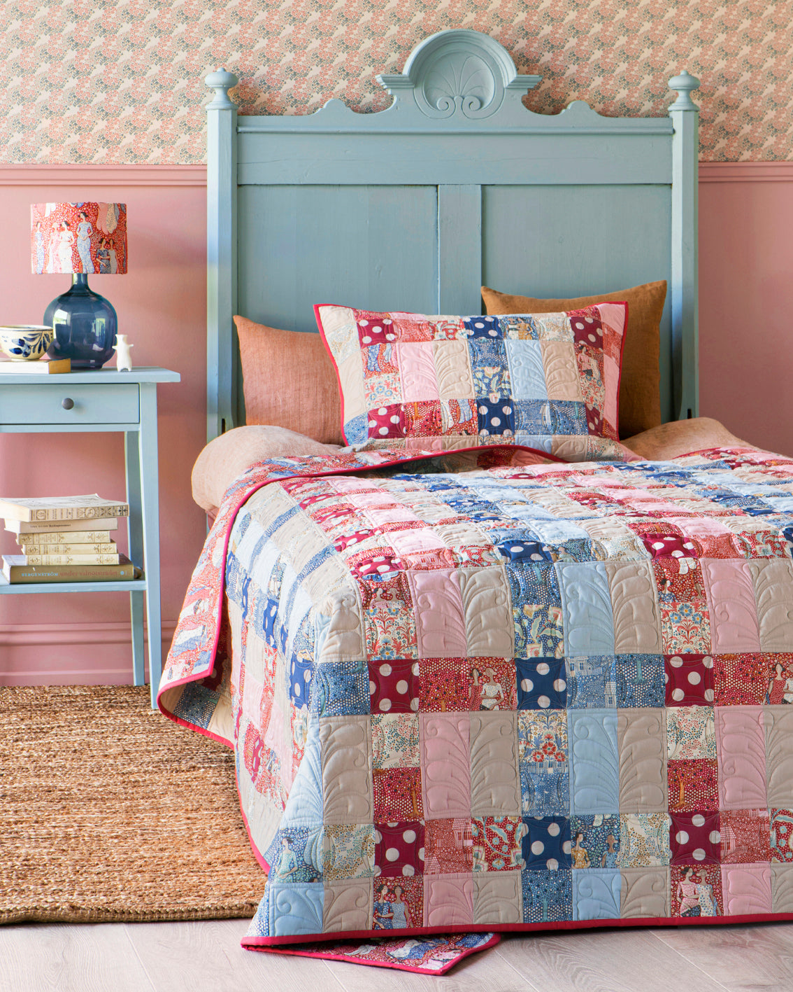 Tilda Hometown Plaid Porch Quilt Kit Red/Blue