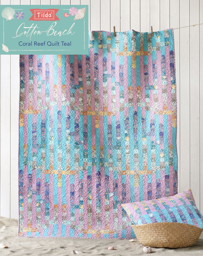 Tilda Cotton Beach Coral Reef Quilt Kit Teal